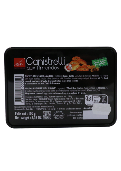 BOITE BIJOUX "ANE CORSE" - CANISTRELLI AUX AMANDES 100G